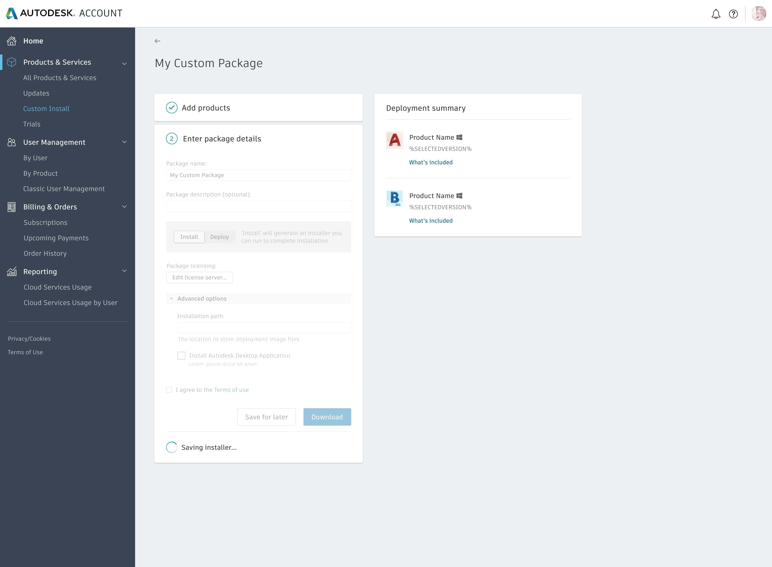 Version and language configuration interface streamlining deployment workflows