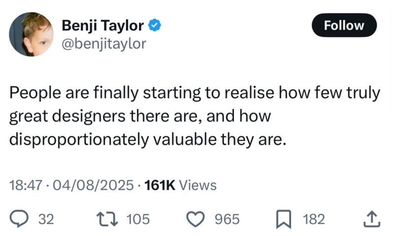 Benji Taylor tweet about designer scarcity