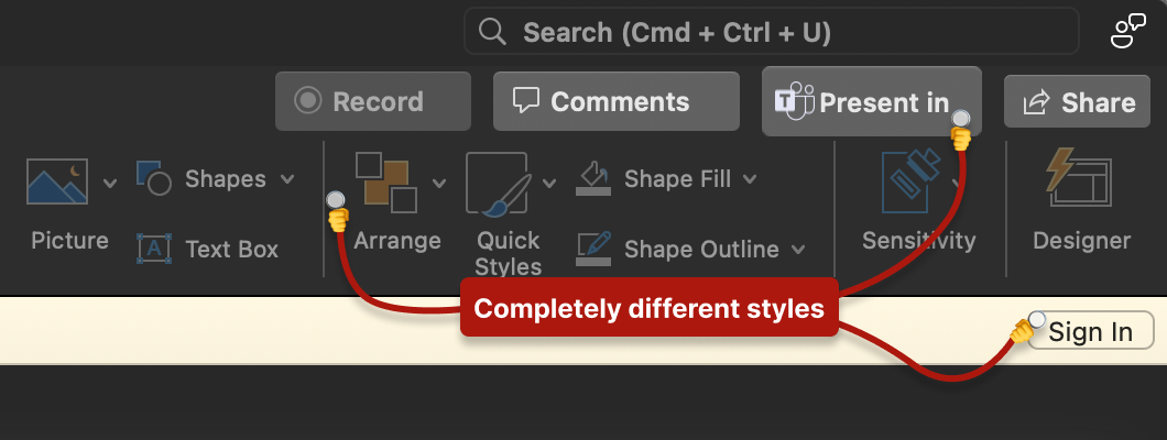 Multiple button styles in one interface