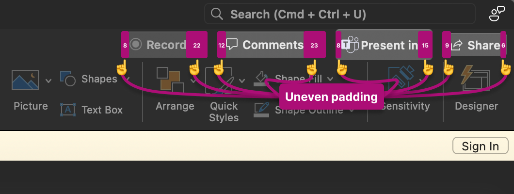 Inconsistent padding between elements