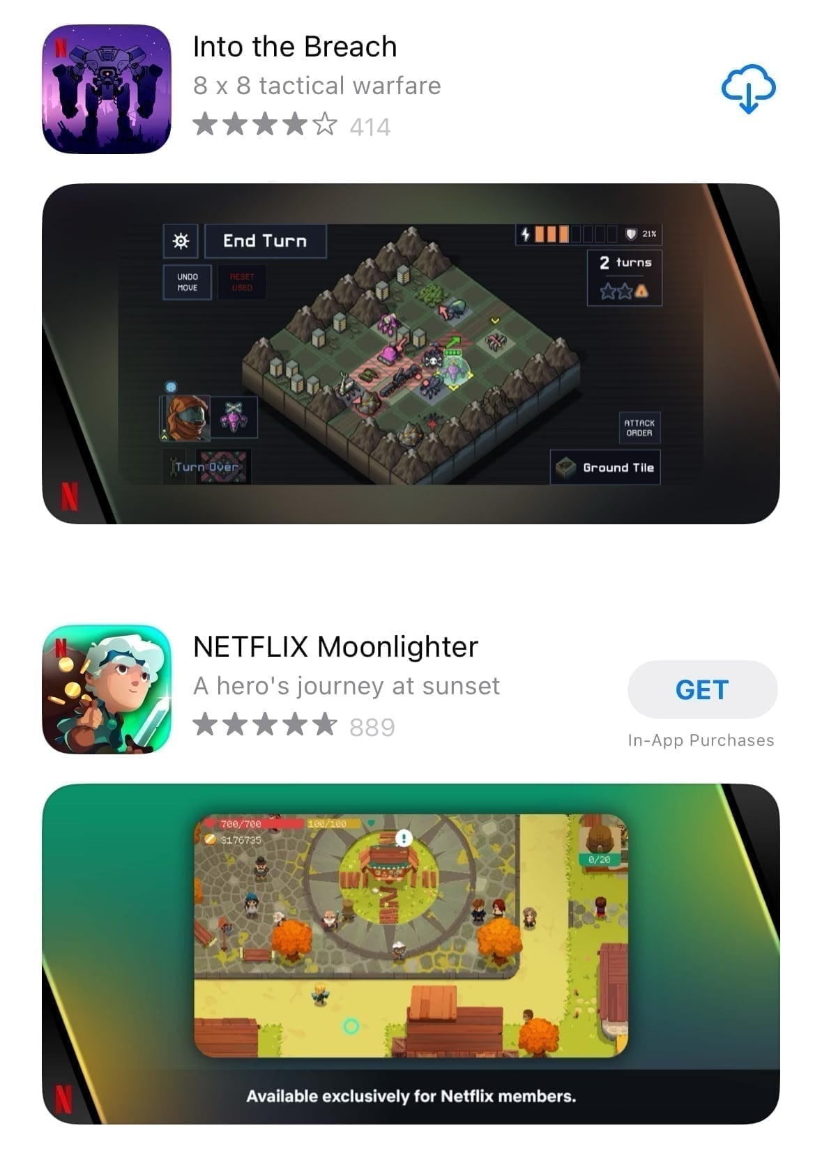 A screenshot showing a Netflix Games and third-party app stores