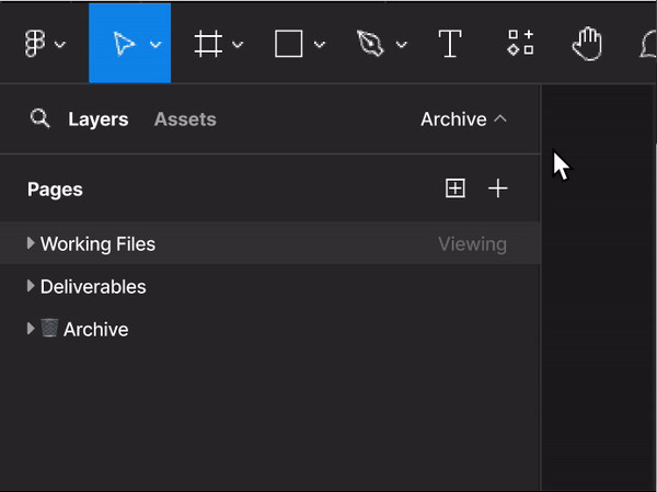 A gif showing a new figma page organization