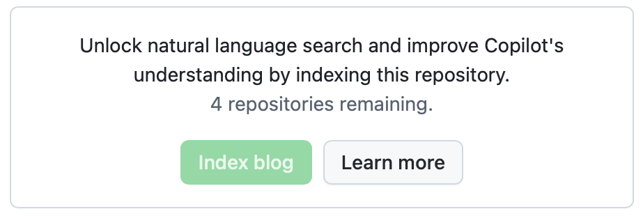 A screenshot showing a github indexing repo lack of status indicator